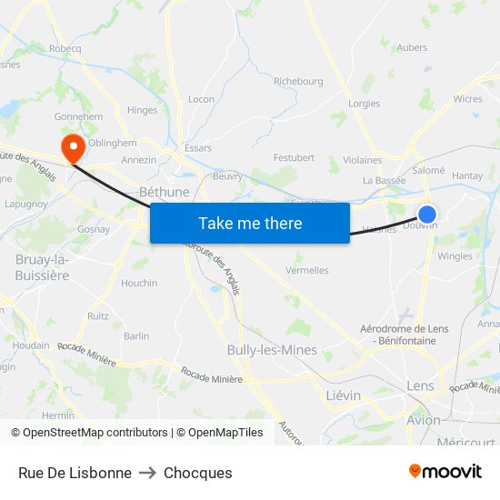 Rue De Lisbonne to Chocques map