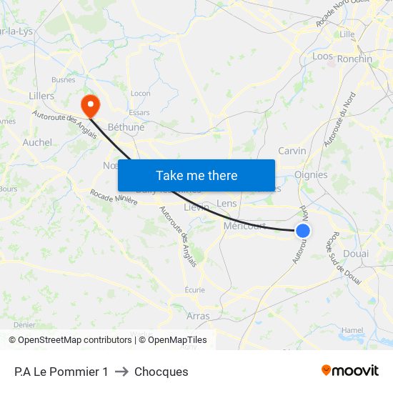 P.A Le Pommier 1 to Chocques map