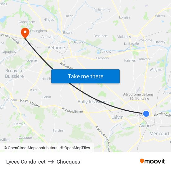 Lycee Condorcet to Chocques map