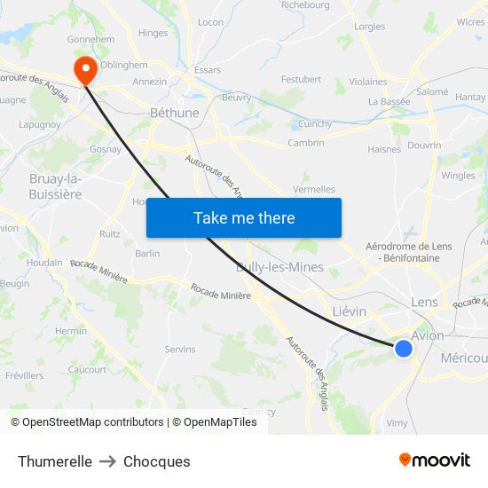 Thumerelle to Chocques map