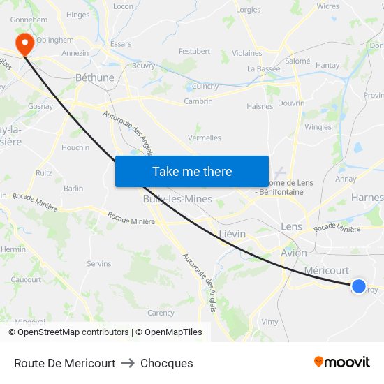 Route De Mericourt to Chocques map