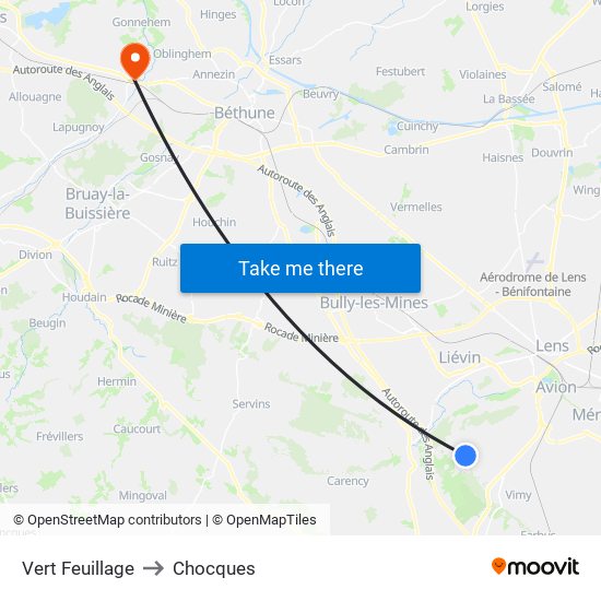 Vert Feuillage to Chocques map