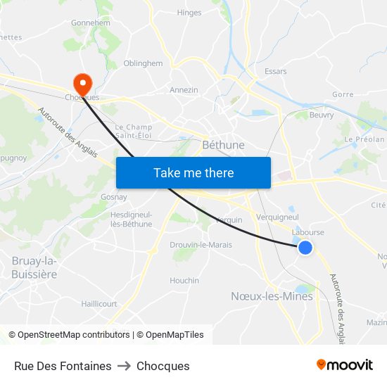 Rue Des Fontaines to Chocques map