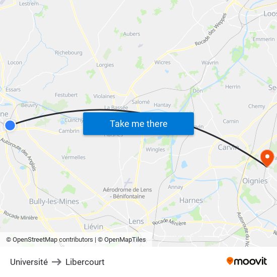 Université to Libercourt map