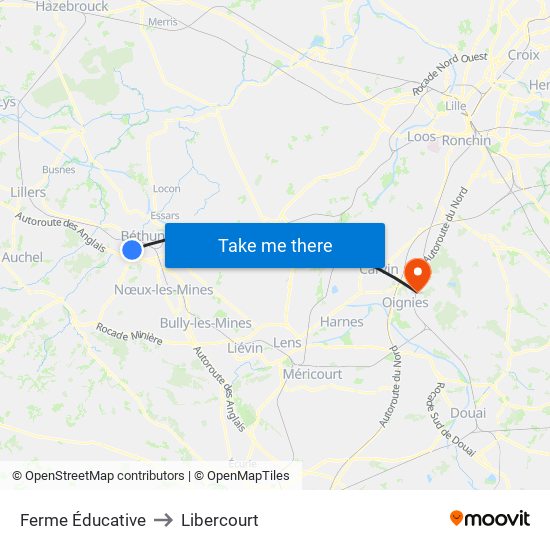 Ferme Éducative to Libercourt map
