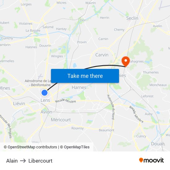 Alain to Libercourt map