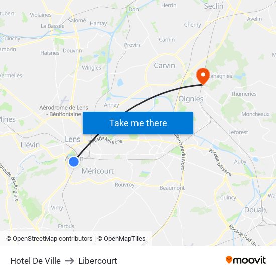 Hotel De Ville to Libercourt map