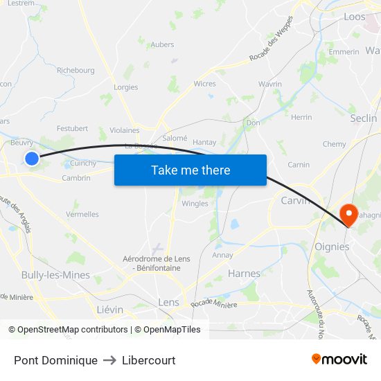 Pont Dominique to Libercourt map