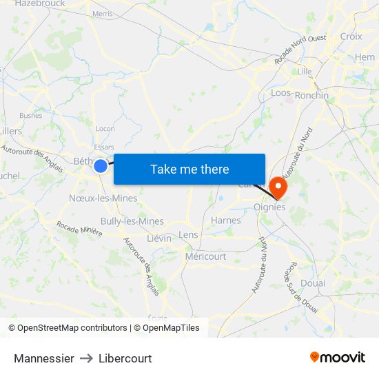 Mannessier to Libercourt map