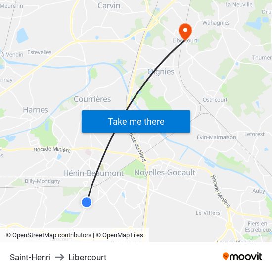 Saint-Henri to Libercourt map