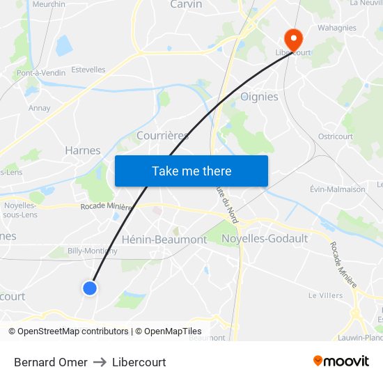 Bernard Omer to Libercourt map