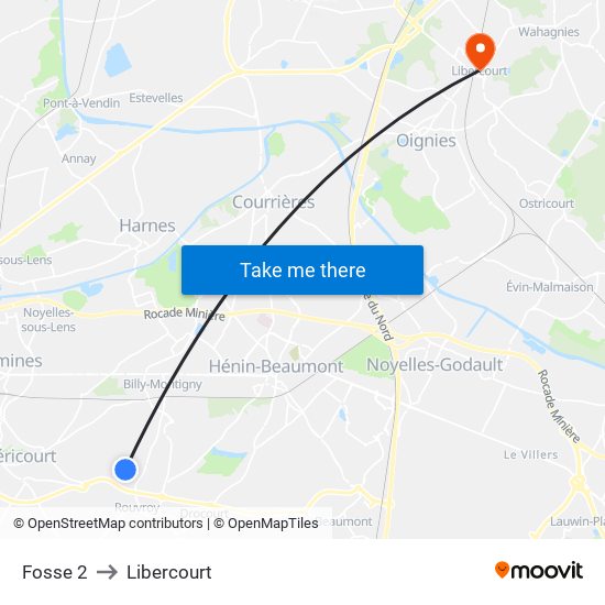 Fosse 2 to Libercourt map