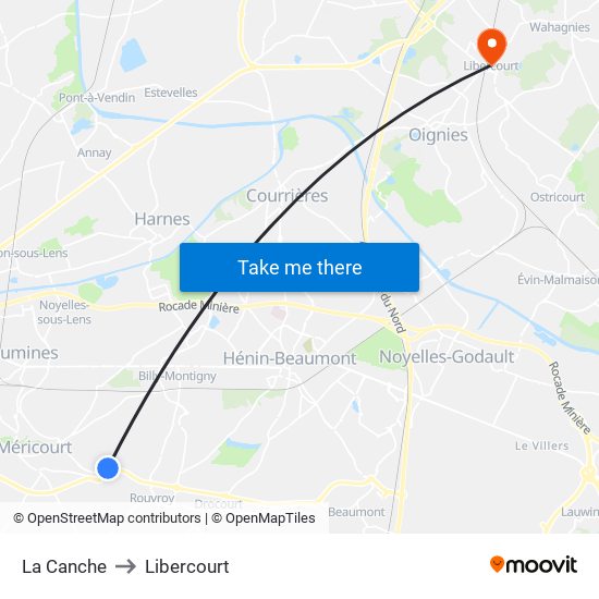 La Canche to Libercourt map