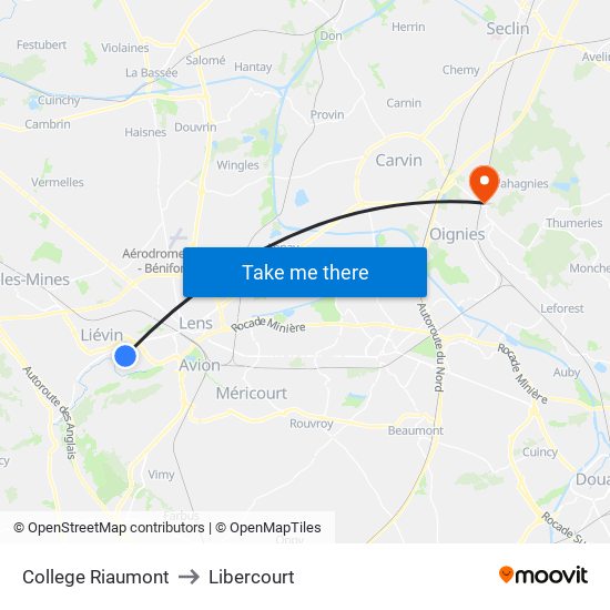 College Riaumont to Libercourt map