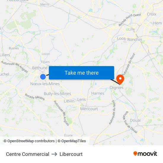 Centre Commercial to Libercourt map