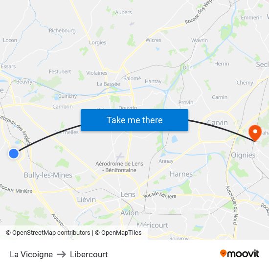 La Vicoigne to Libercourt map