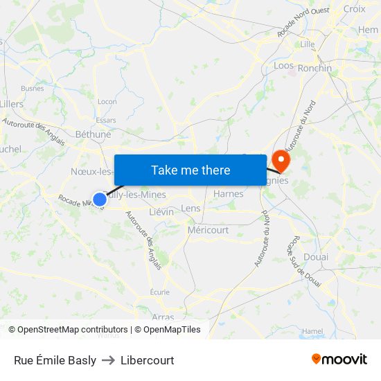 Rue Émile Basly to Libercourt map