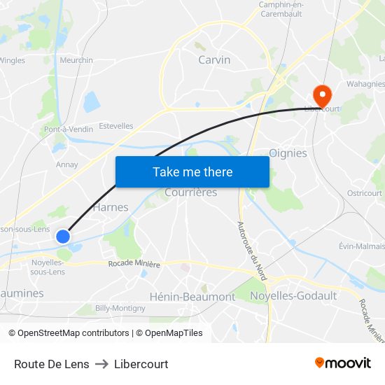 Route De Lens to Libercourt map