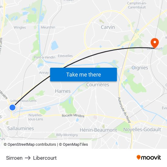 Sirroen to Libercourt map