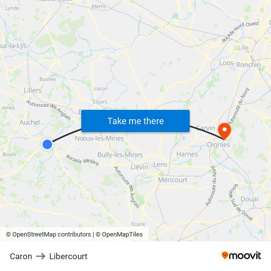 Caron to Libercourt map