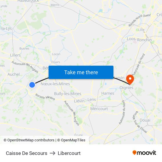 Caisse De Secours to Libercourt map