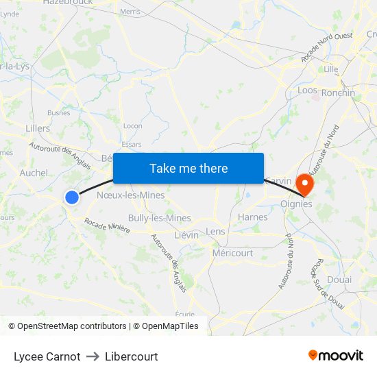 Lycee Carnot to Libercourt map