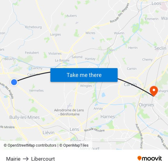 Mairie to Libercourt map