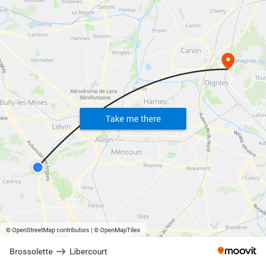 Brossolette to Libercourt map