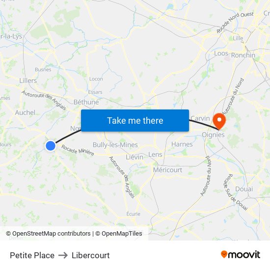 Petite Place to Libercourt map