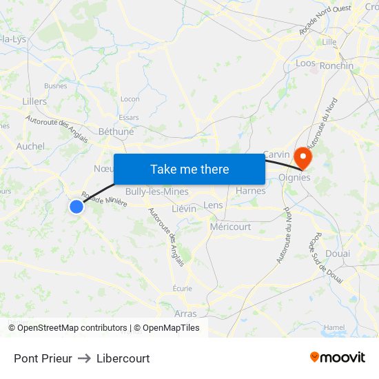 Pont Prieur to Libercourt map