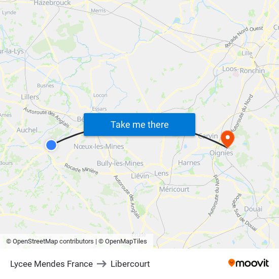 Lycee Mendes France to Libercourt map