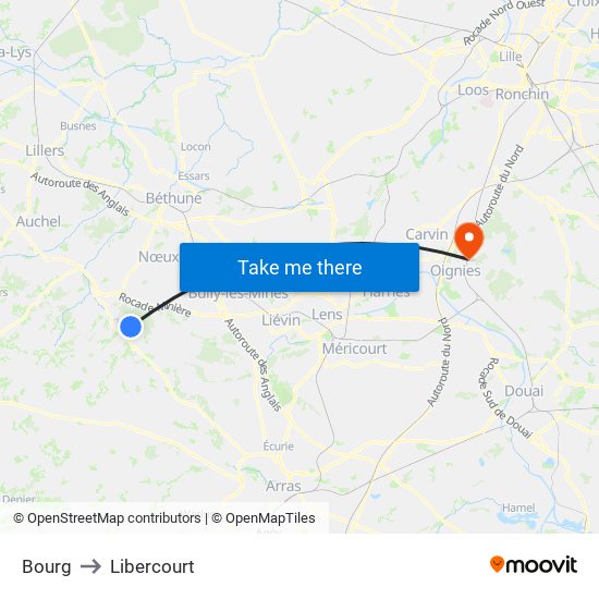 Bourg to Libercourt map