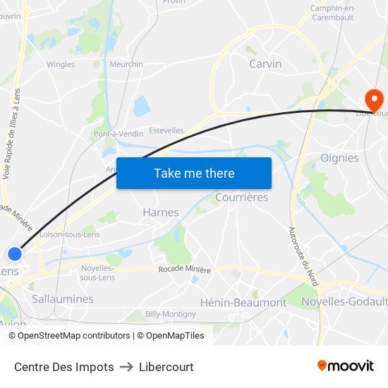 Centre Des Impots to Libercourt map