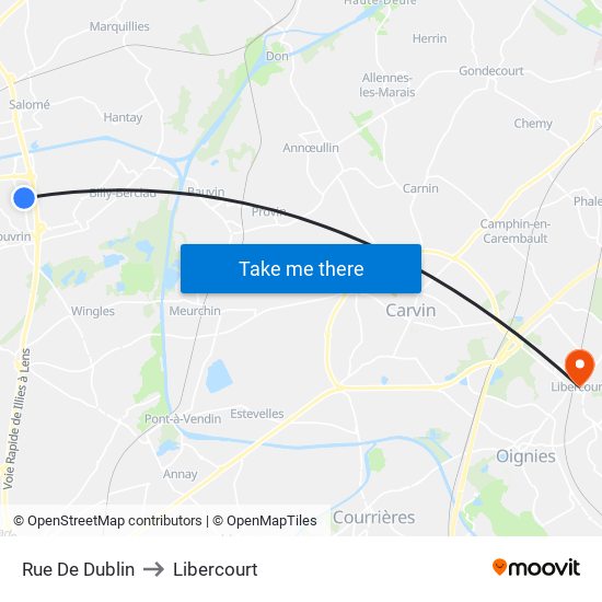 Rue De Dublin to Libercourt map