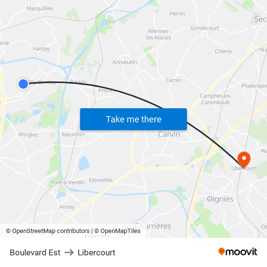 Boulevard Est to Libercourt map