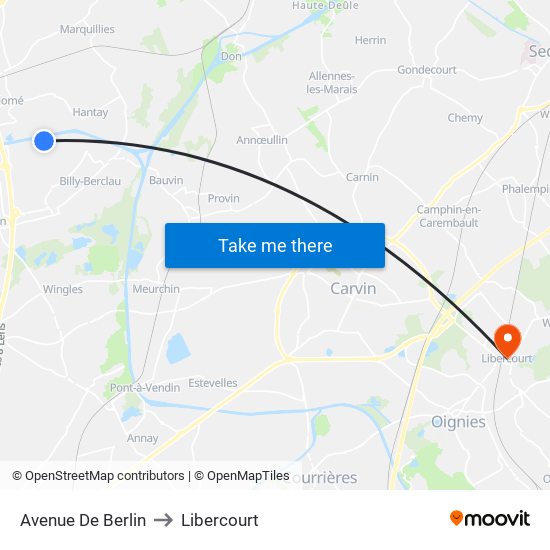 Avenue De Berlin to Libercourt map