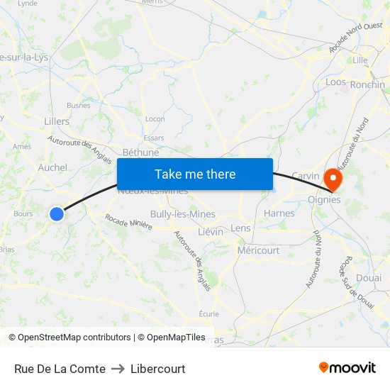 Rue De La Comte to Libercourt map