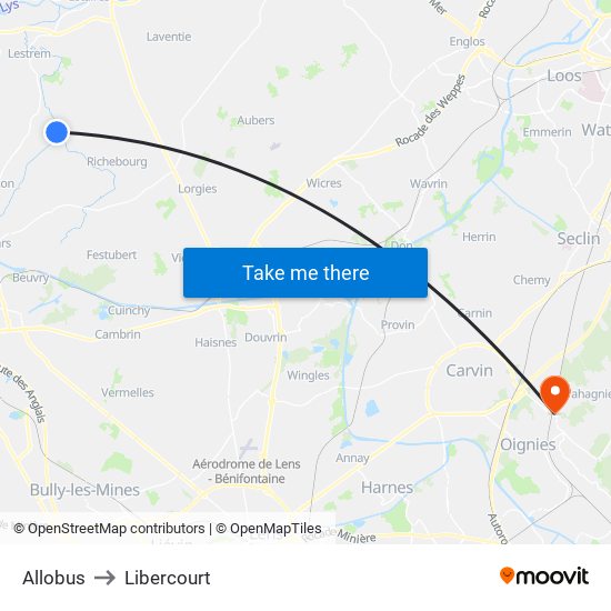 Allobus to Libercourt map