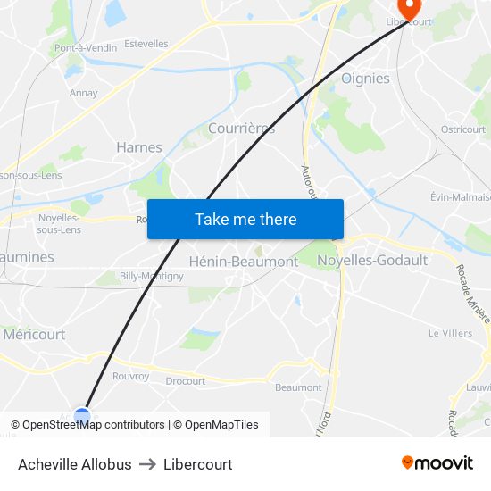 Acheville Allobus to Libercourt map