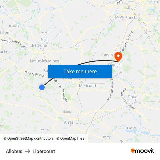 Allobus to Libercourt map