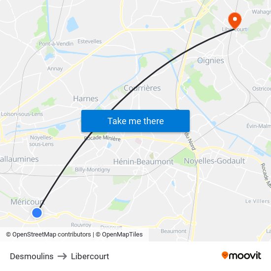 Desmoulins to Libercourt map