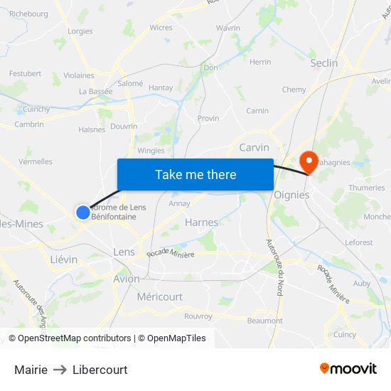 Mairie to Libercourt map