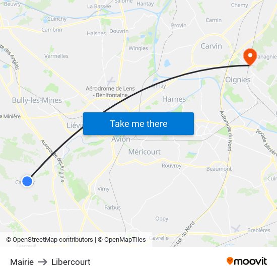 Mairie to Libercourt map