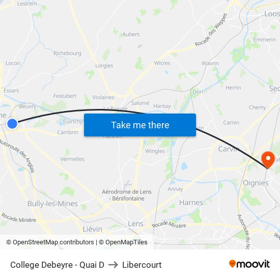 College Debeyre - Quai D to Libercourt map