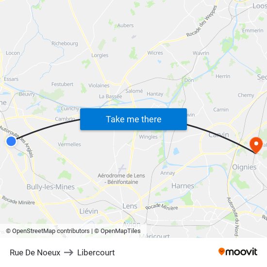 Rue De Noeux to Libercourt map