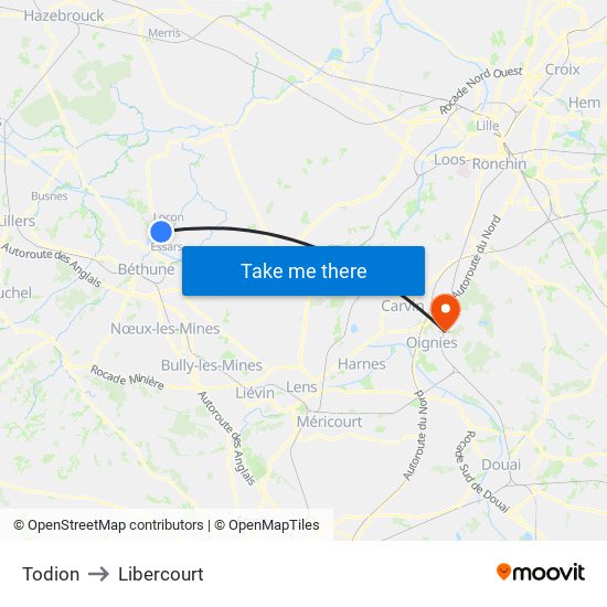 Todion to Libercourt map