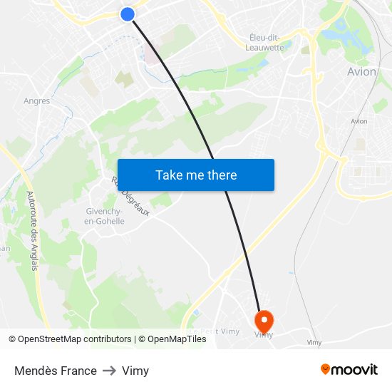 Mendès France to Vimy map