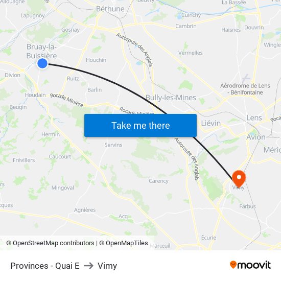 Provinces - Quai E to Vimy map