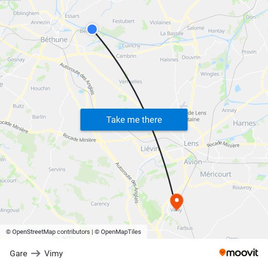 Gare to Vimy map