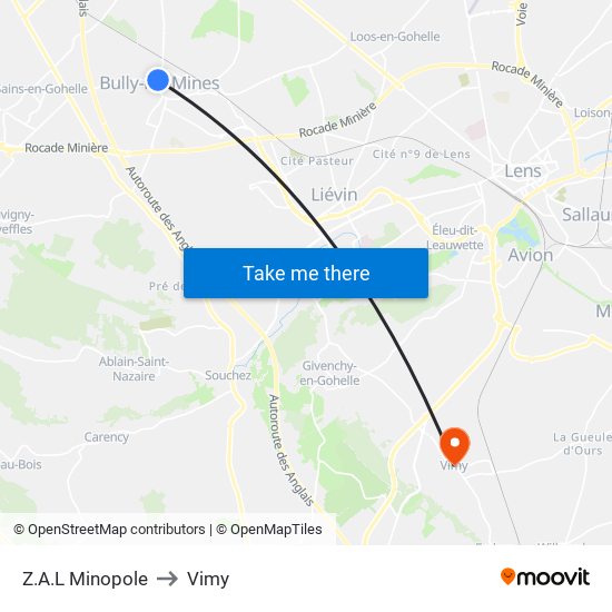 Z.A.L Minopole to Vimy map